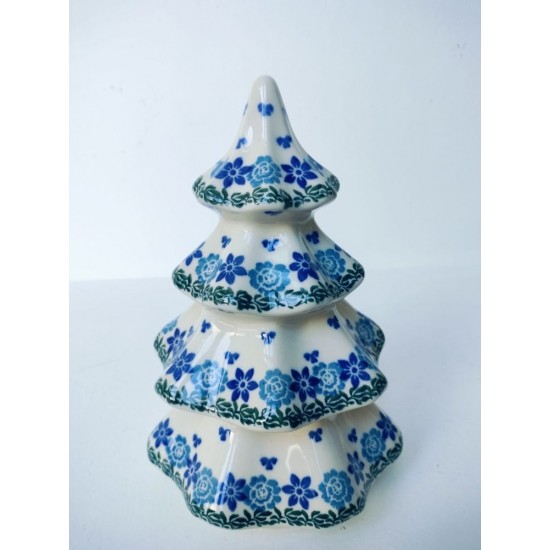 Kerstboom 20 cm  Bloem blauw Bunzlau