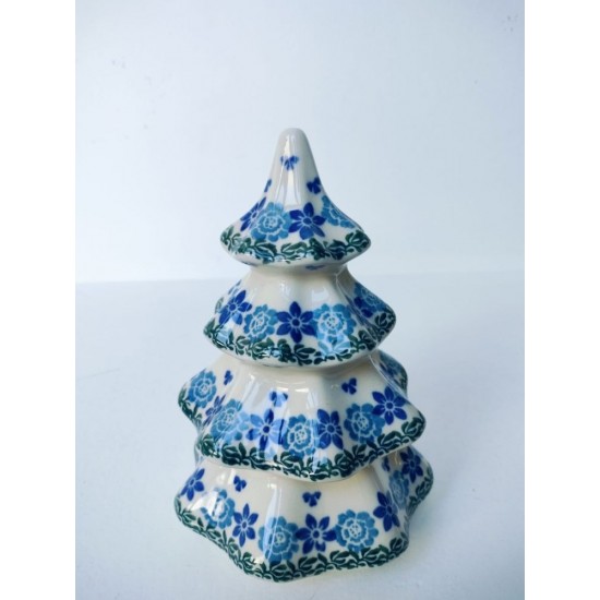 Kerstboom 17 cm  Bloem blauw Bunzlau