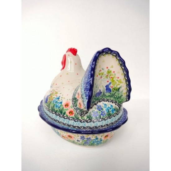 Kip Chicken Blue Valentine Bunzlau Castle Unikat 5201