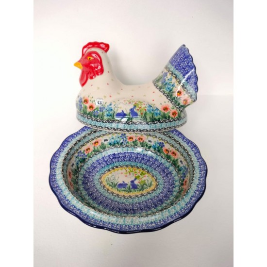 Kip Chicken Blue Valentine Bunzlau Castle Unikat 5201