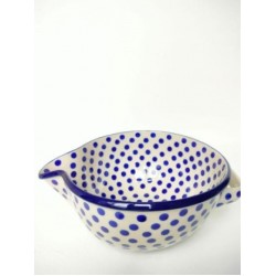 Beslagkom saladeschaal met tuit Blue Dots Bunzlau 240-0061