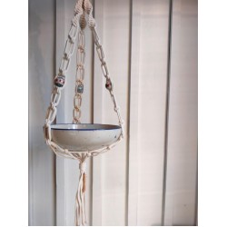 Macramé Plantenhanger met Bunzlau Castle kralen