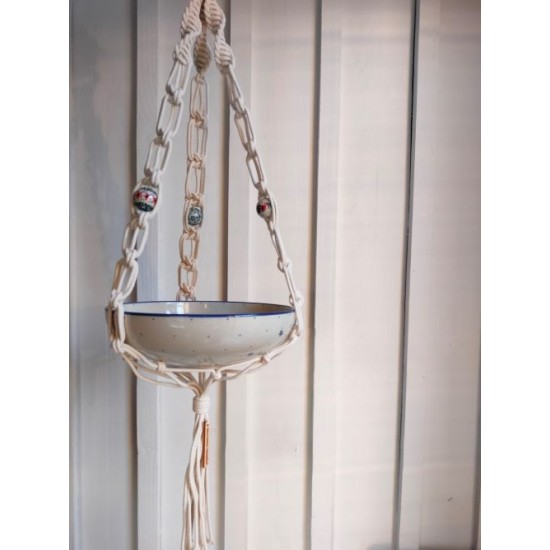 Macramé Plantenhanger met Bunzlau Castle kralen