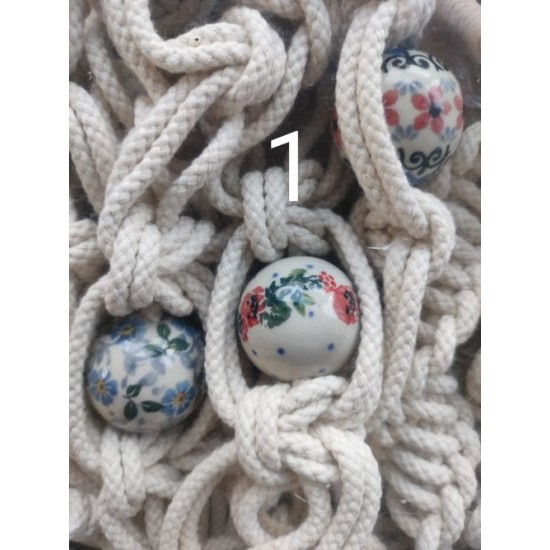 Macramé Plantenhanger met Bunzlau Castle kralen