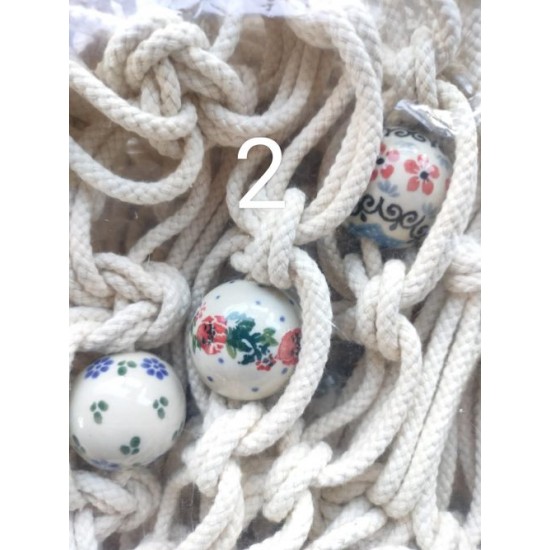 Macramé Plantenhanger met Bunzlau Castle kralen