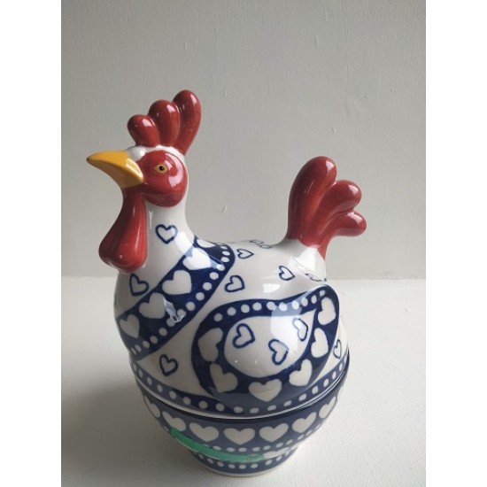 Kip Chicken Small Blue Valentine Bunzlau Castle 2361-0375E